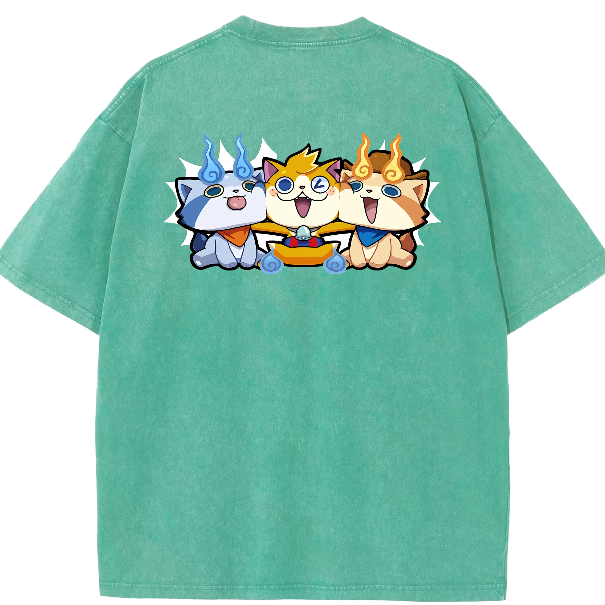 （画像用） 妖怪ウォッチ Yo-kai Watch 綿100% ヴィンテージ風 半袖Tシャツ（背面プリント）